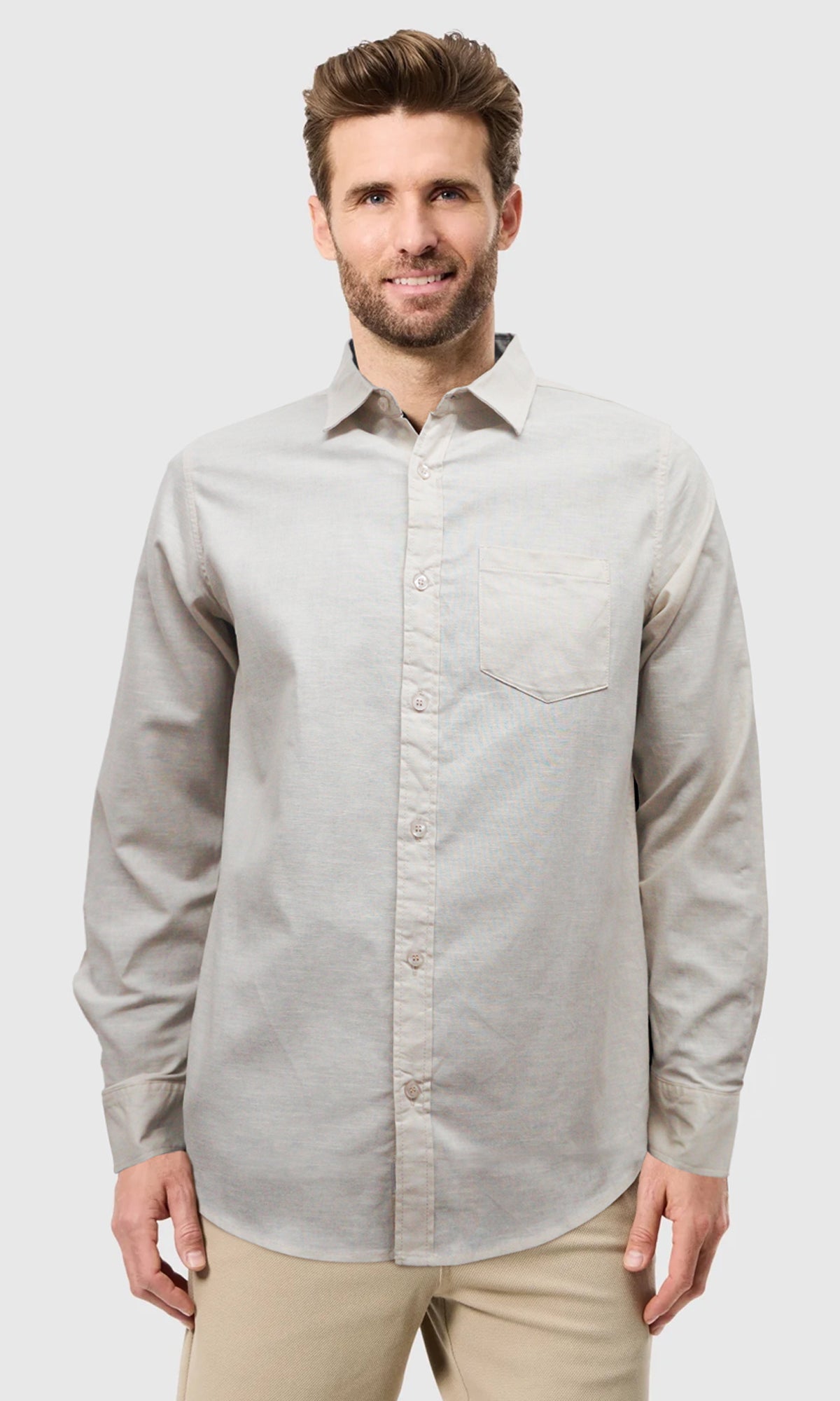 Camisa manga larga con bolsillo para caballero. MOD. BLS-008