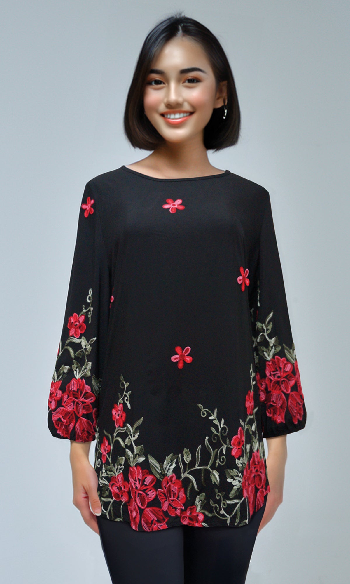 Blusa cuello redondo manga larga. MOD. BR-075