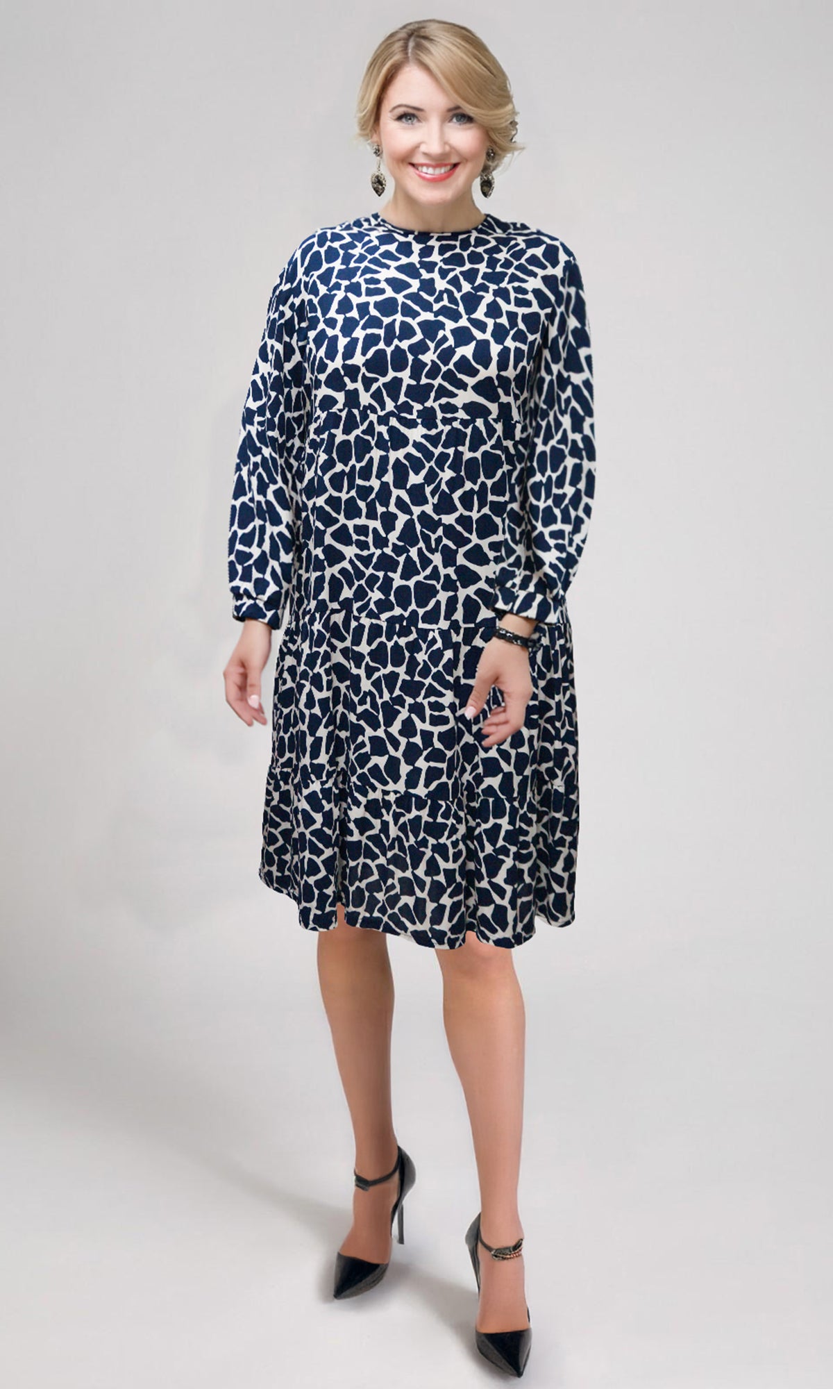 Vestido 3/4 holgado estampado. MOD. BVS-012