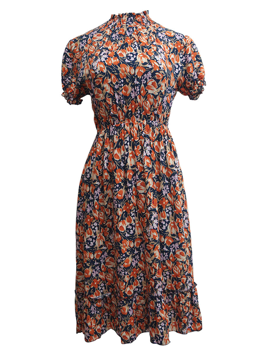 Vestido 3/4 cuello mock. MOD. BVW-064