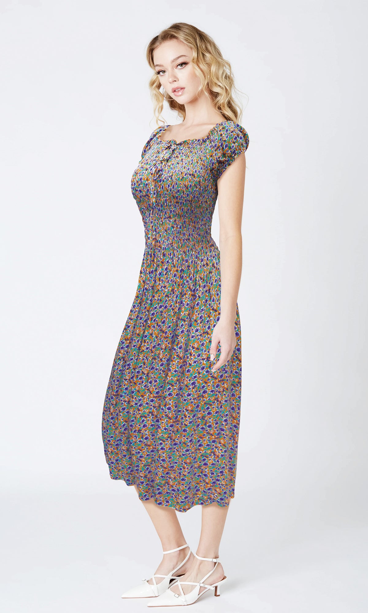 Vestido 3/4 estampado. MOD. DGVW-048