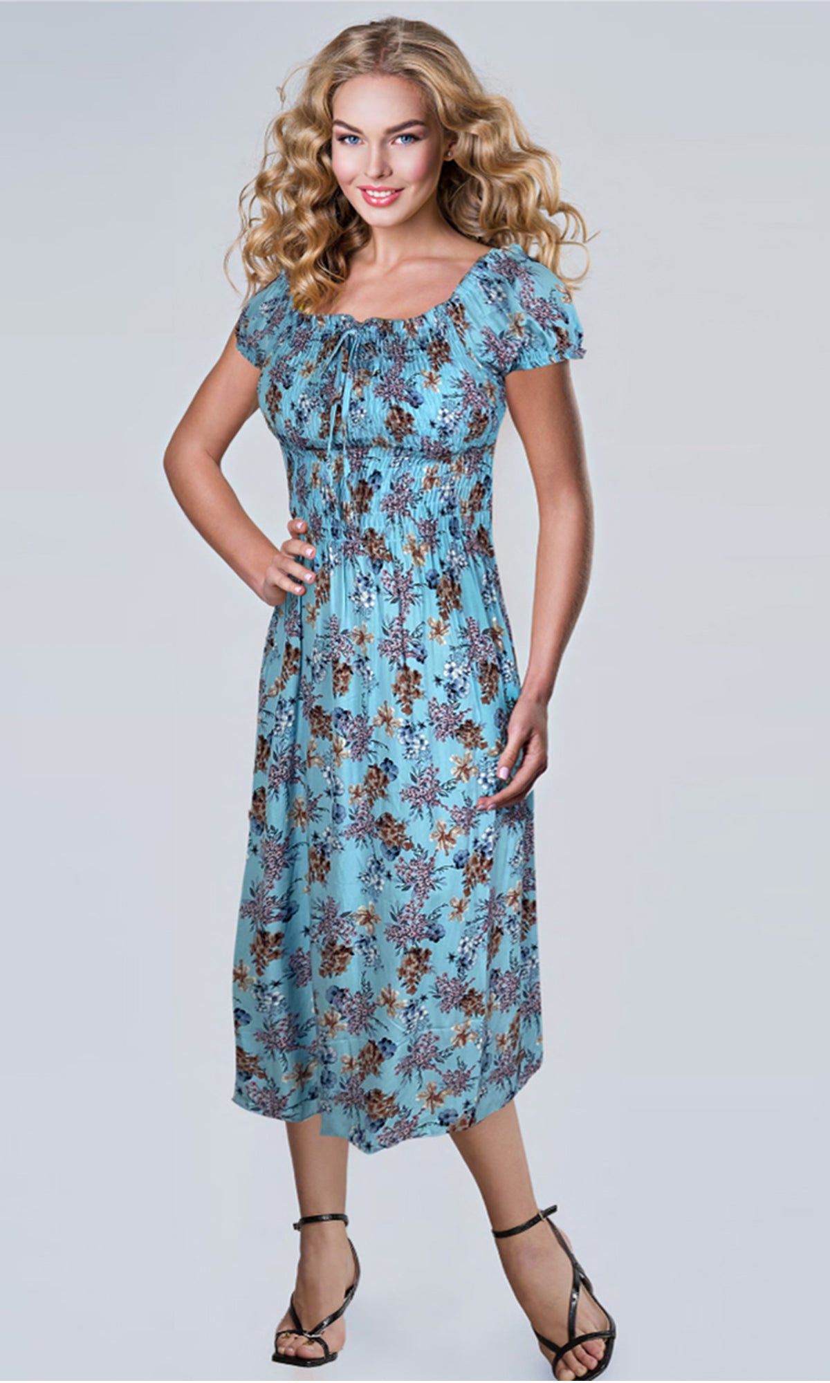 Vestido 3/4 estampado. MOD. BVW-046