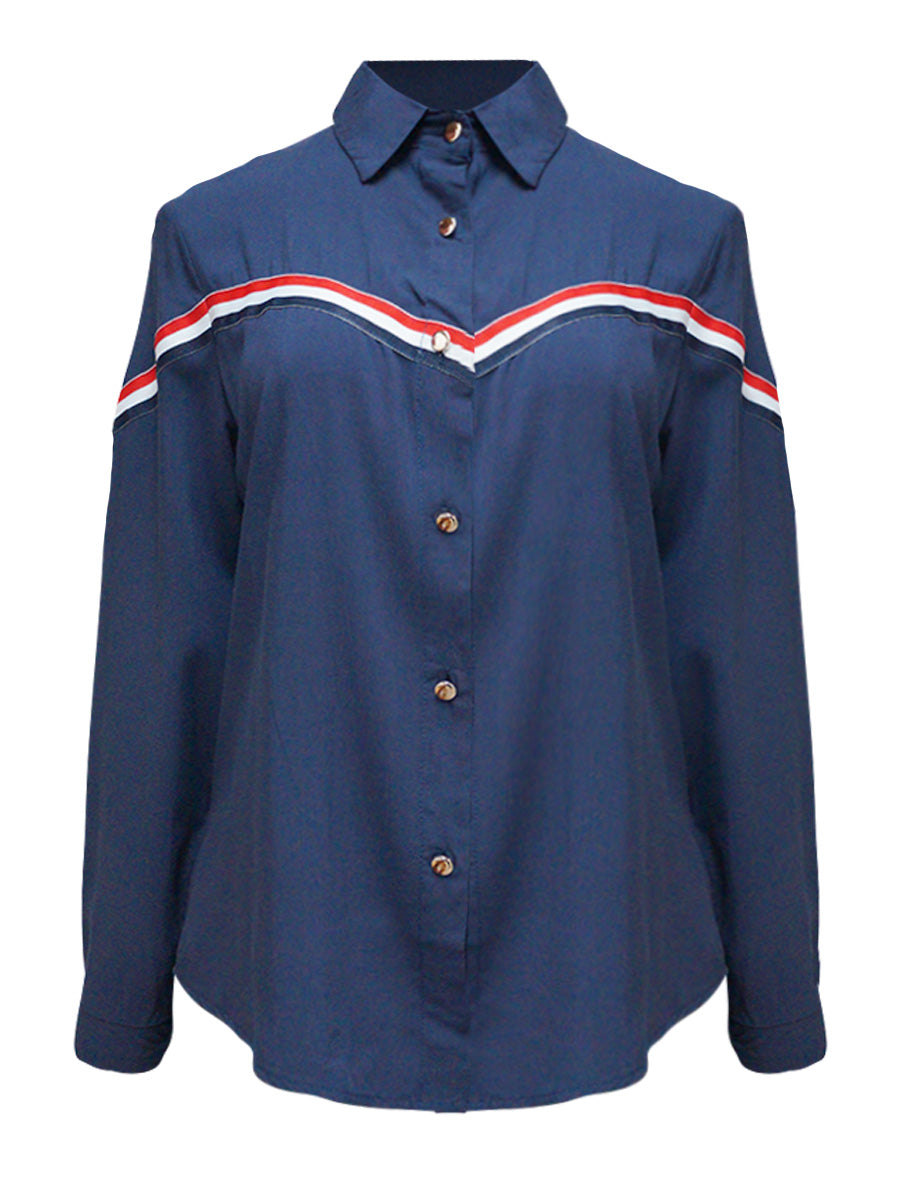 Blusa abierta manga larga con aplicación. MOD. BR-010