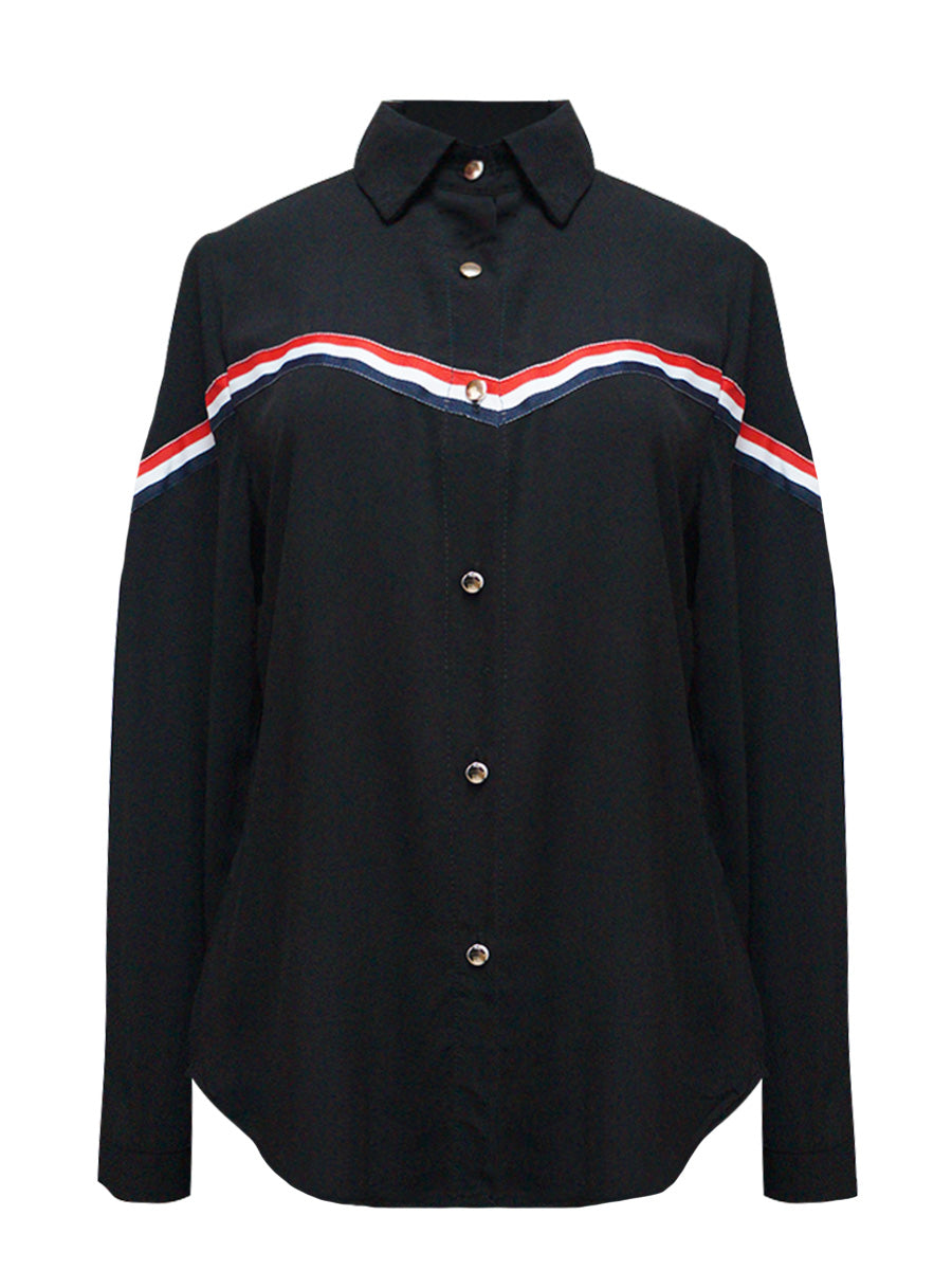 Blusa abierta manga larga con aplicación. MOD. BR-010