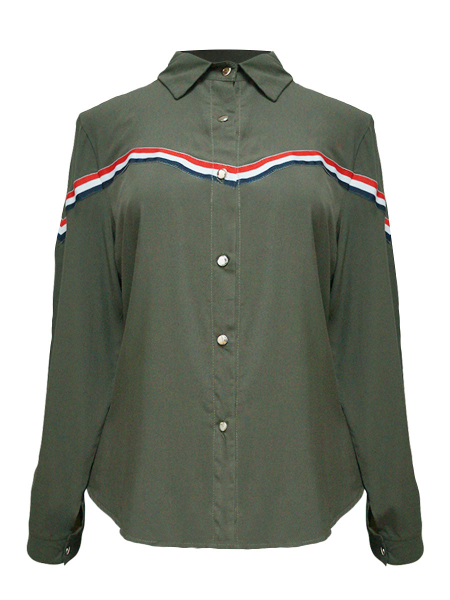Blusa abierta manga larga con aplicación. MOD. BR-010