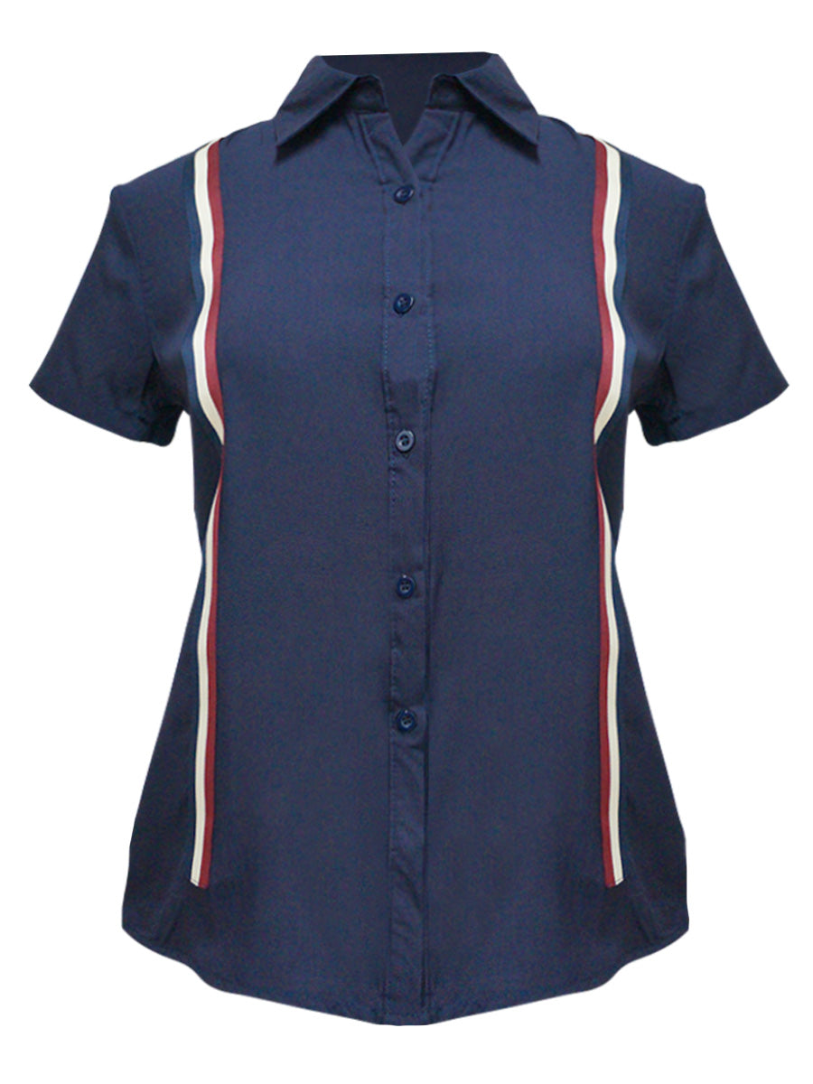 Blusa abierta de manga corta con aplicación. MOD. BR-040