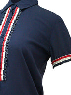 Blusa abierta de manga corta con aplicación. MOD. BR-041