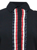 Blusa abierta de manga corta con aplicación. MOD. BR-041