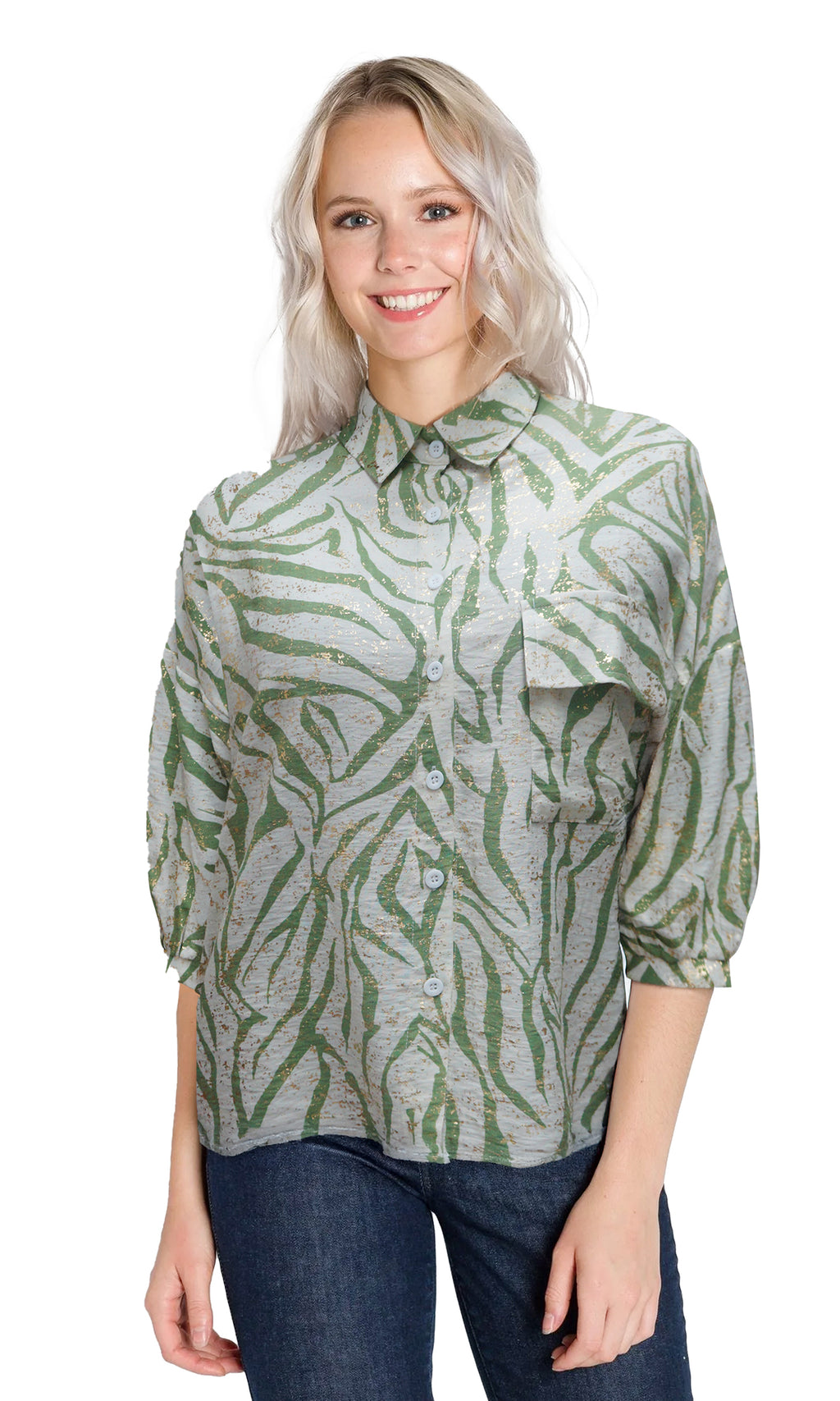 Blusa abierta manga corta. MOD. BR-079
