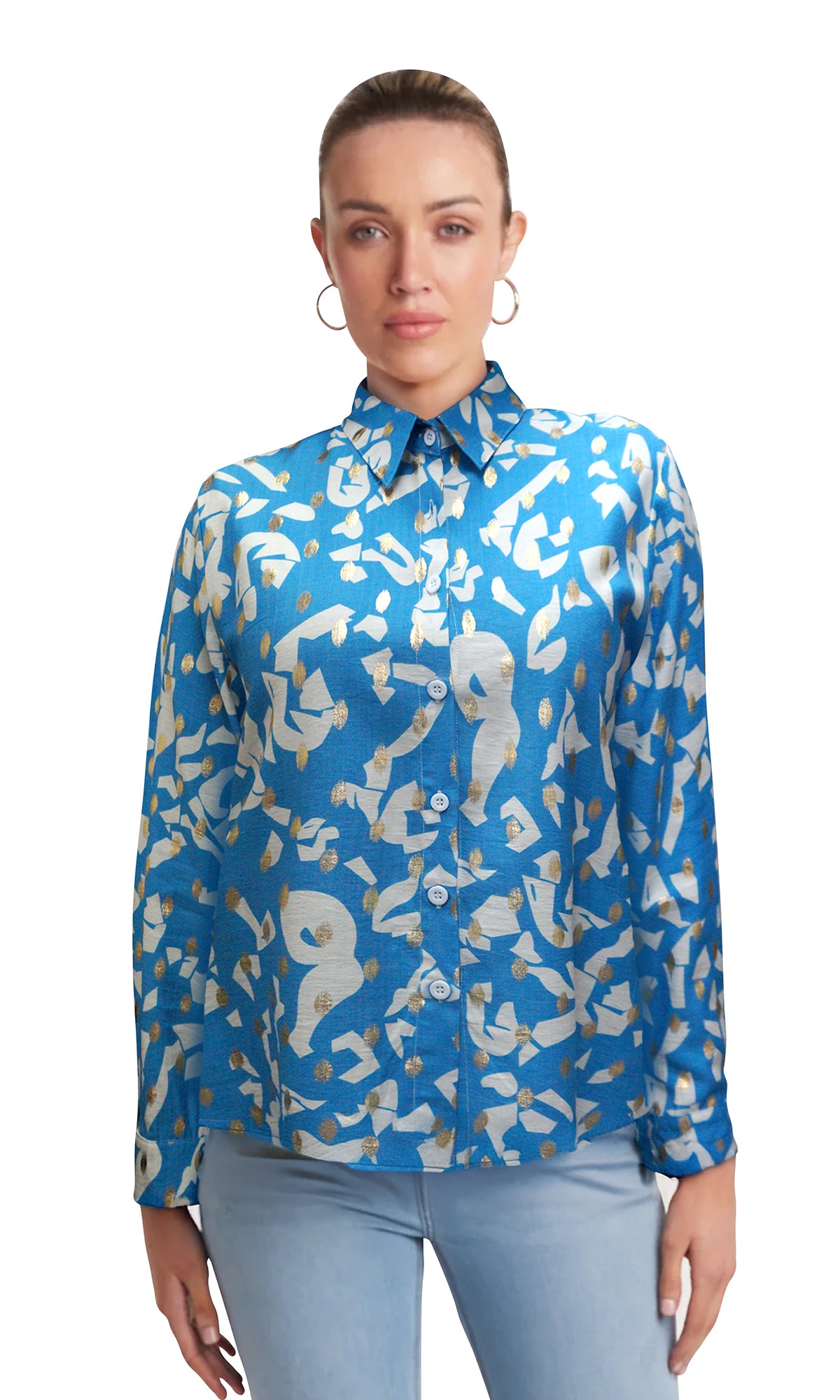 Blusa abierta estampada. MOD. BR-081