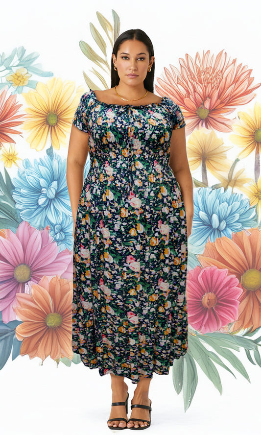 Vestido largo estampado. MOD. BVCW-027