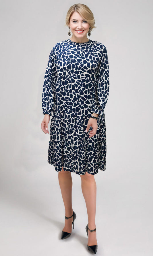 Vestido 3/4  holgado estampado. MOD. BVS-012