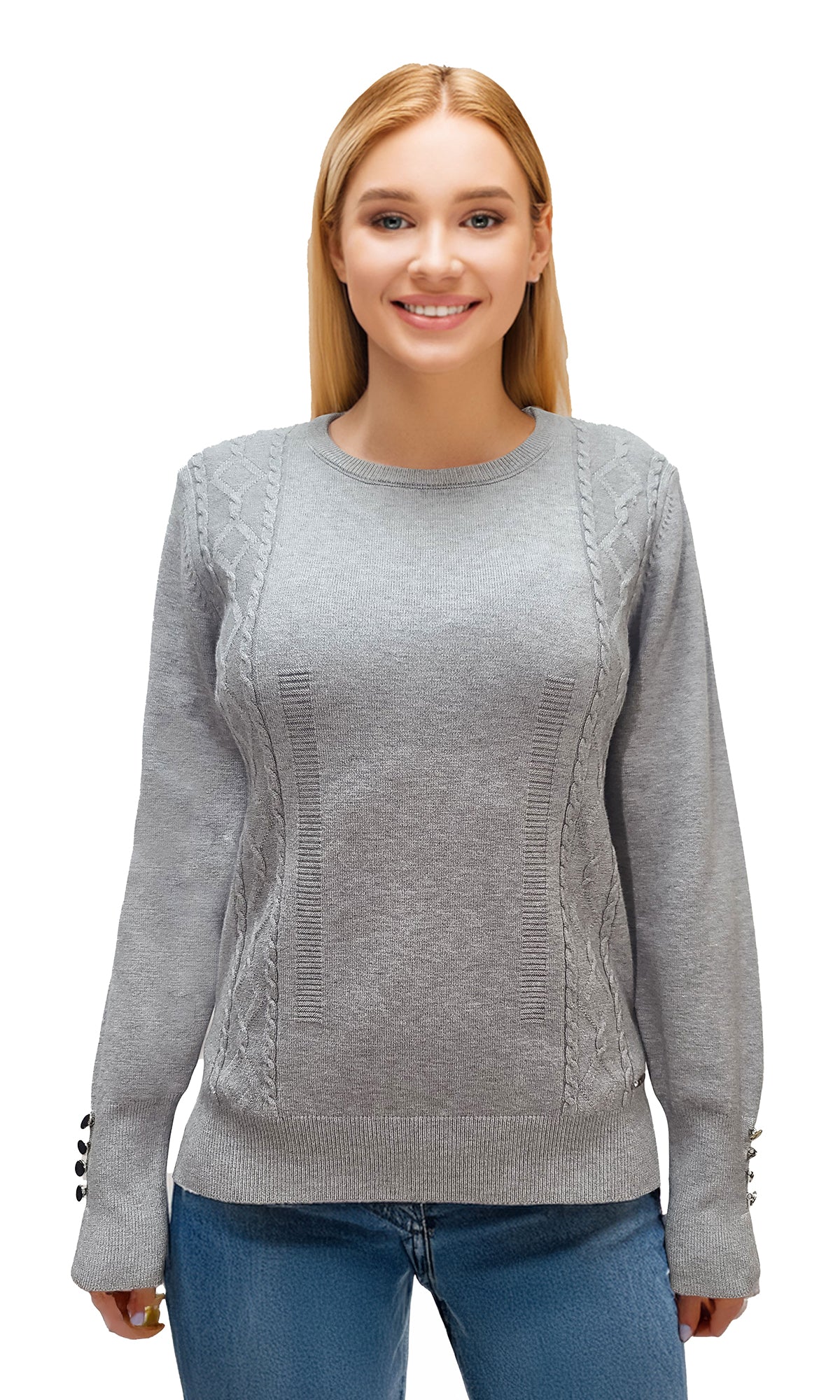 Suéter cerrado con cuello redondo. MOD. BWQ1-576.