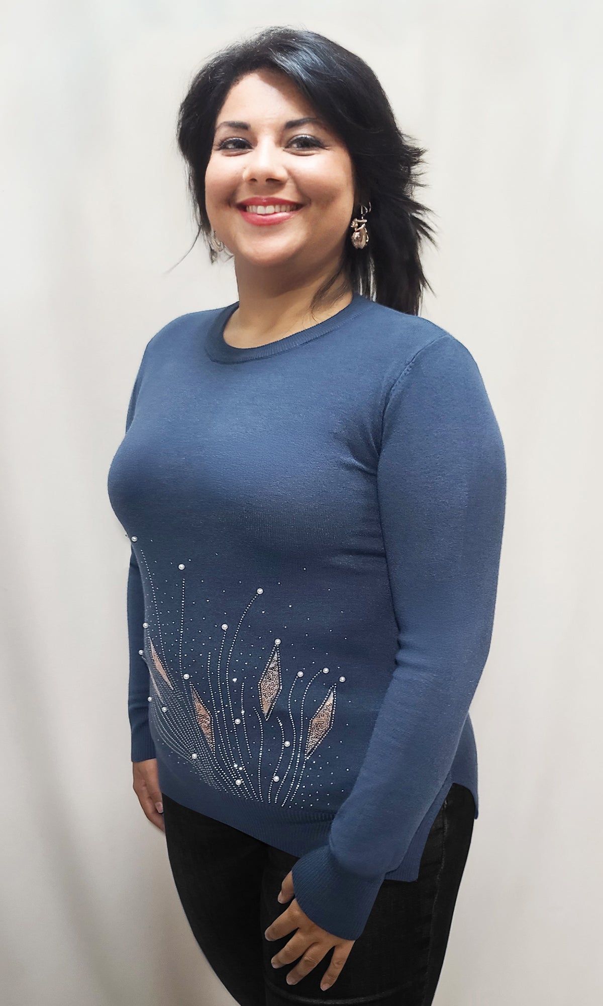 Suéter cerrado con aplicación. BWQ7C-022.