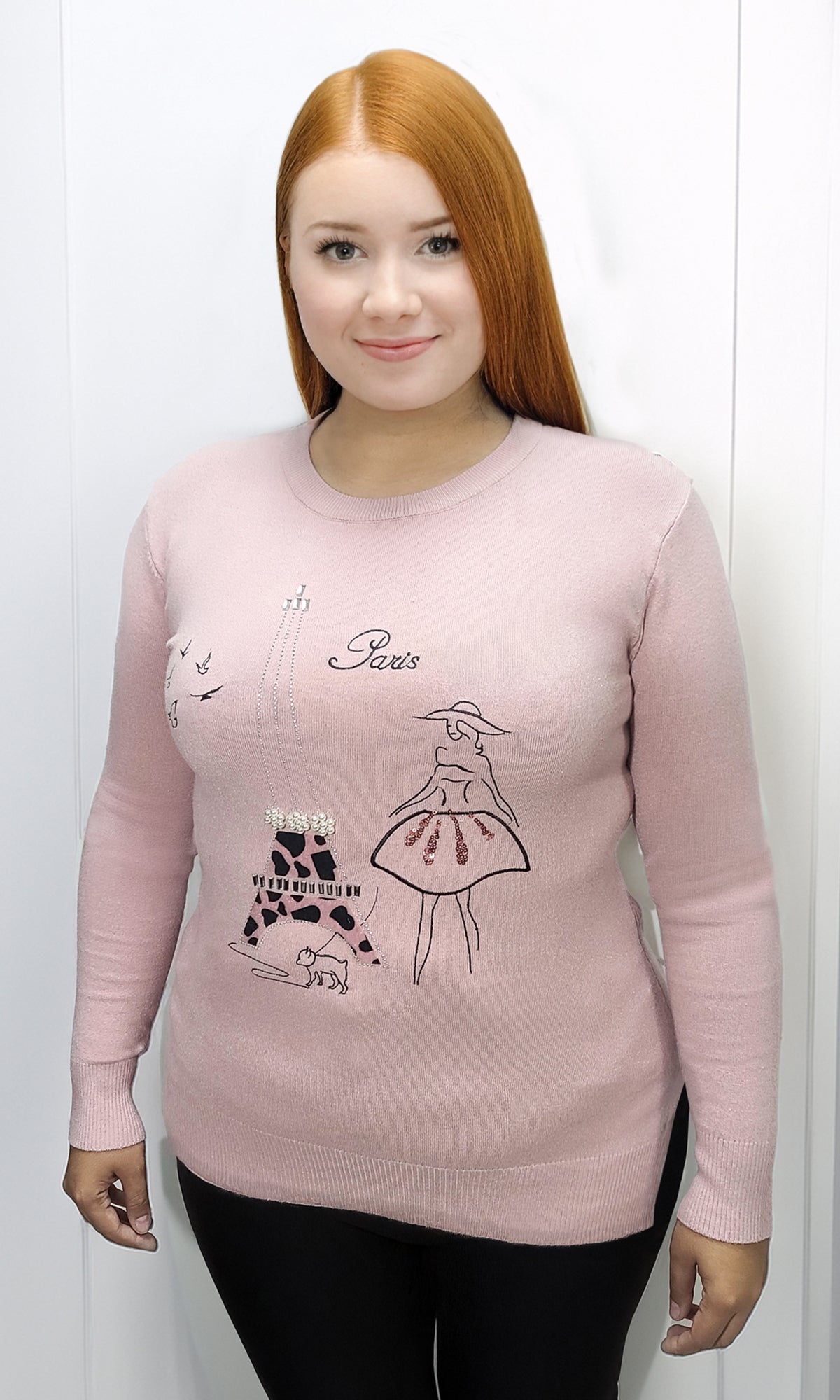 Suéter cerrado con aplicaciones. MOD. BWQ7C-023.