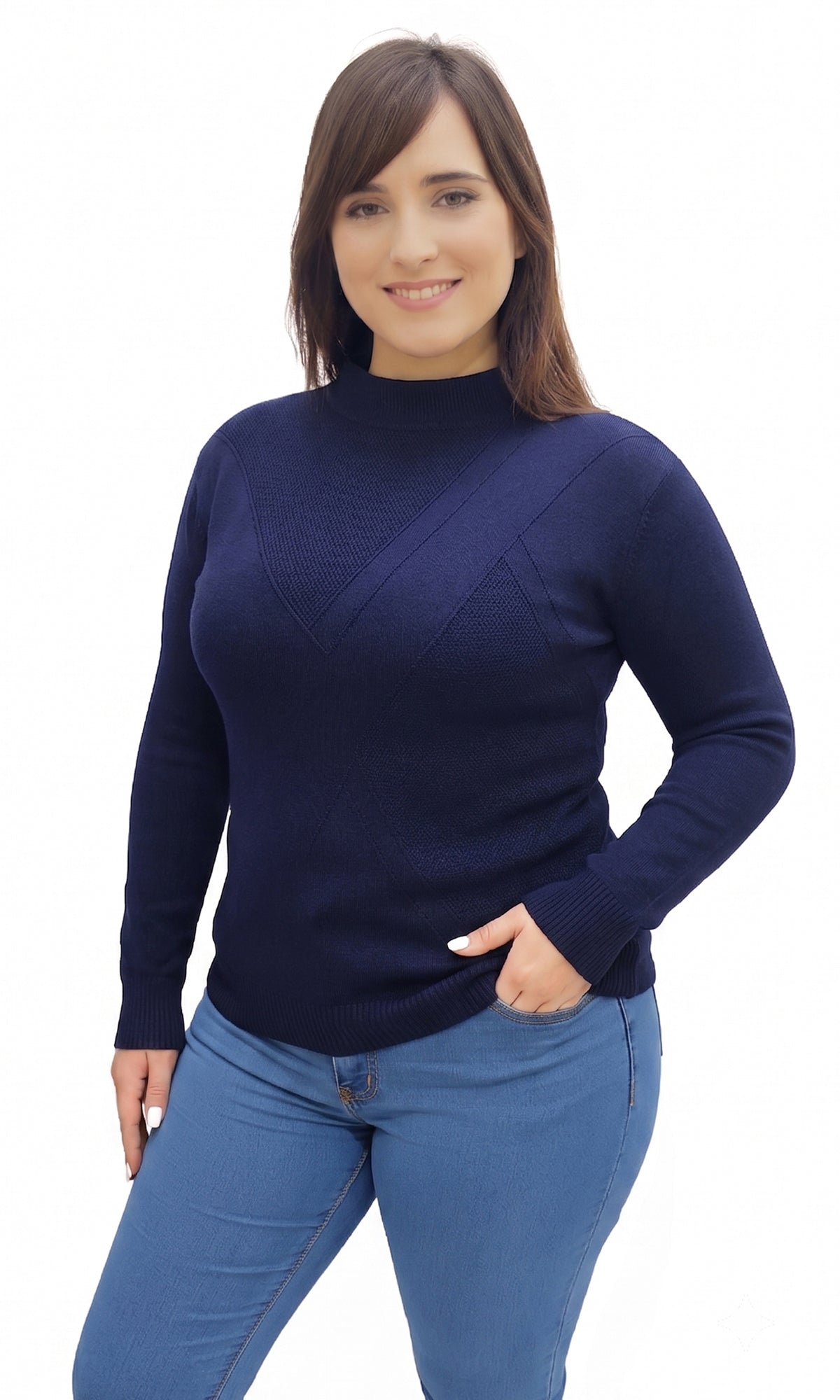Suéter cerrado con cuello mock. MOD. CC40-014.