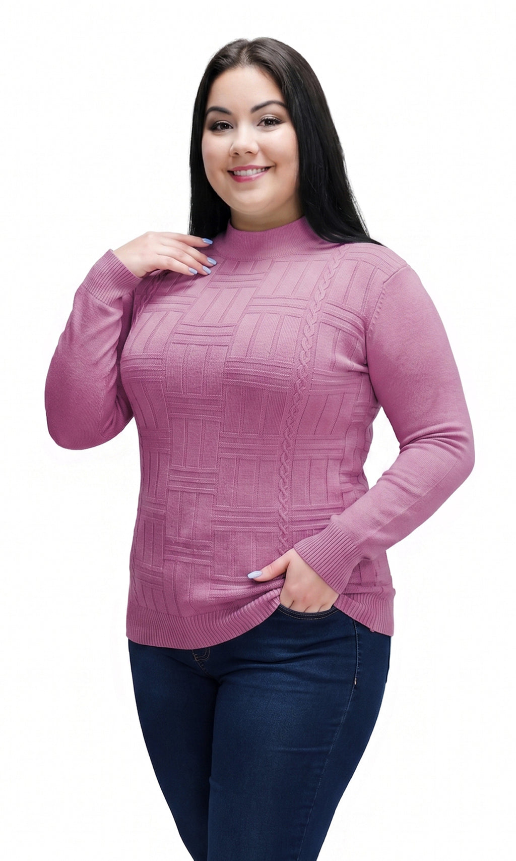 Suéter Cerrado con cuello mock. MOD. CC40-015.