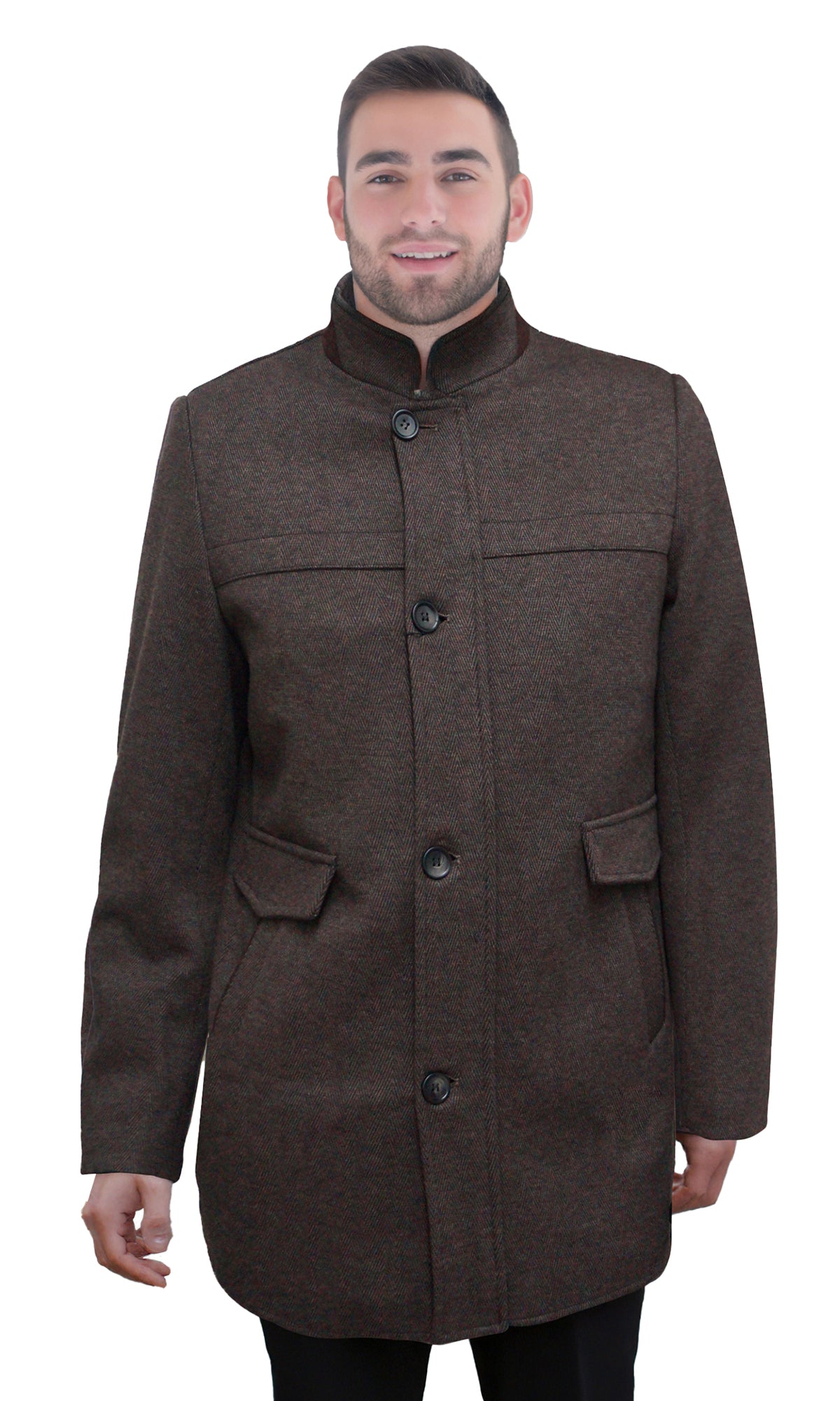 Abrigo con cuello mock y vino en el cuello. MOD. CNA-138.