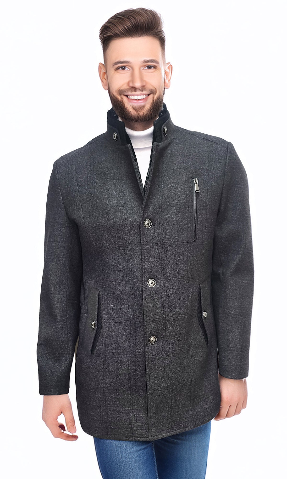 Abrigo con bufanda desmontable. MOD. CNA-145.