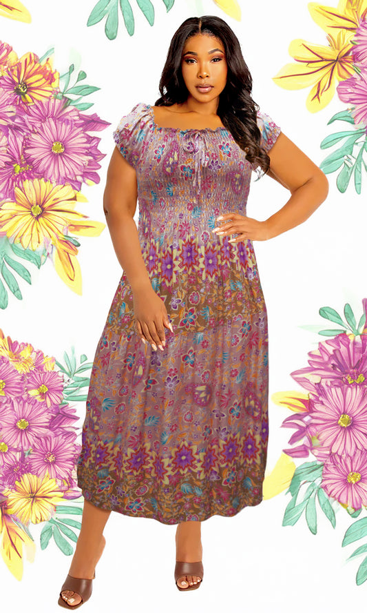 Vestido largo estampado. MOD. CVCW-013