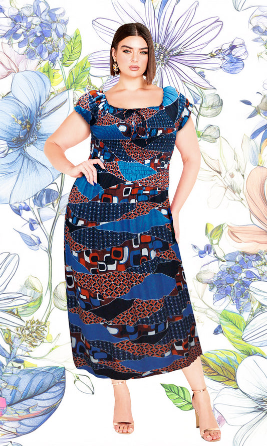 Vestido largo estampado. MOD. CVCW-016