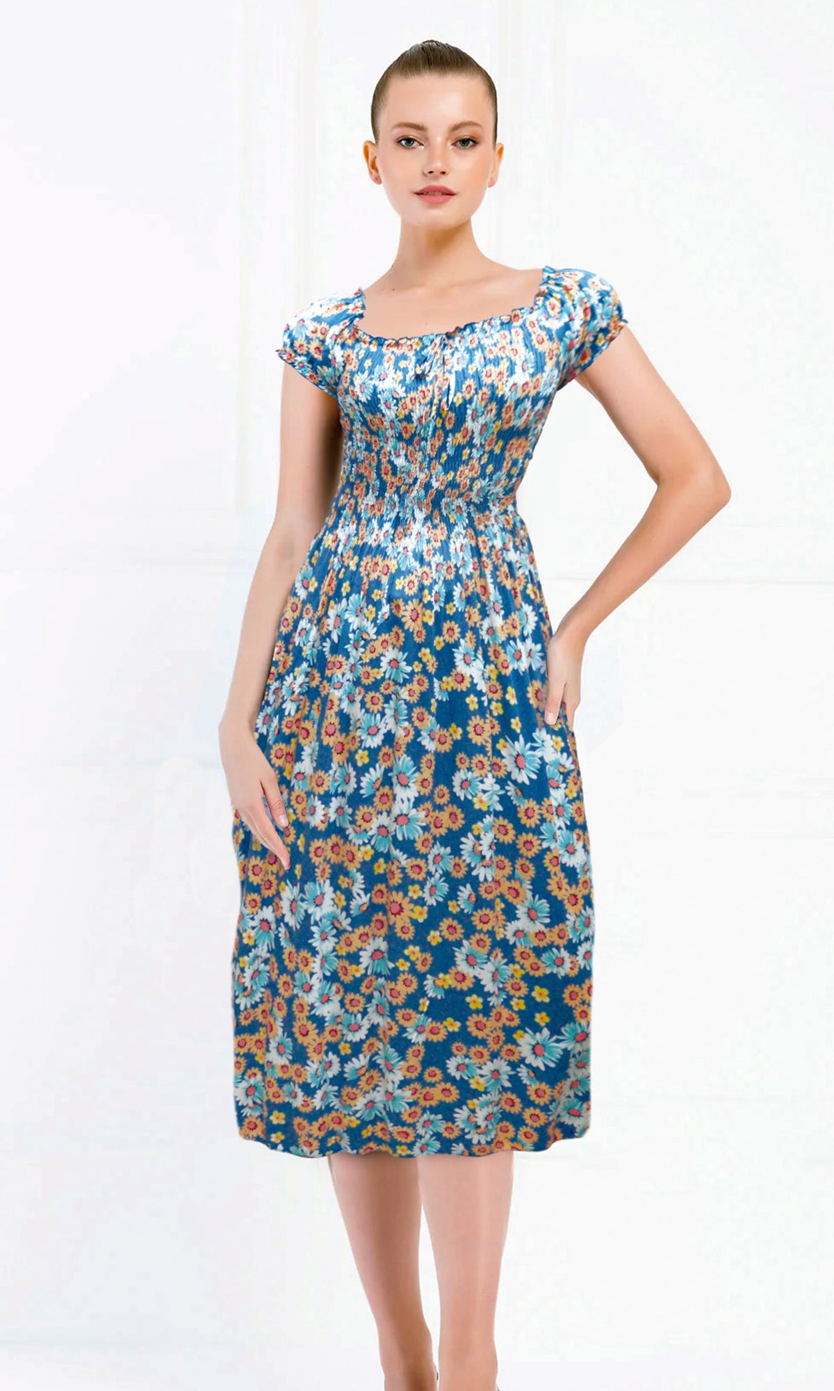 Vestido 3/4 estampado. MOD. CVW-066