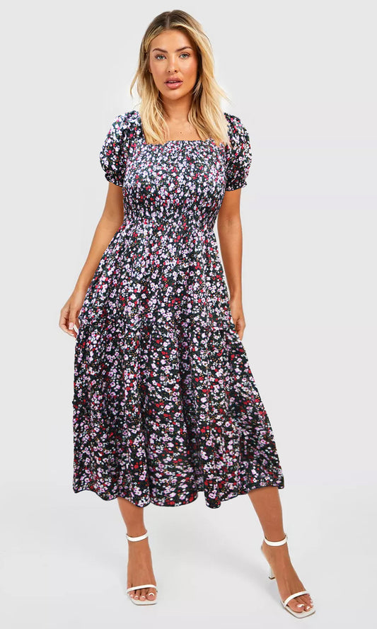 Vestido 3/4 estampado. MOD. DGVW-041