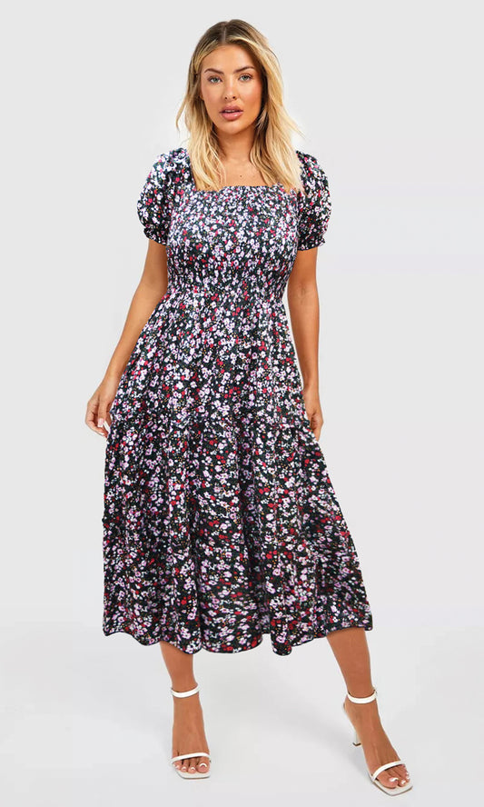 Vestido 3/4 estampado. MOD. DGVW-041