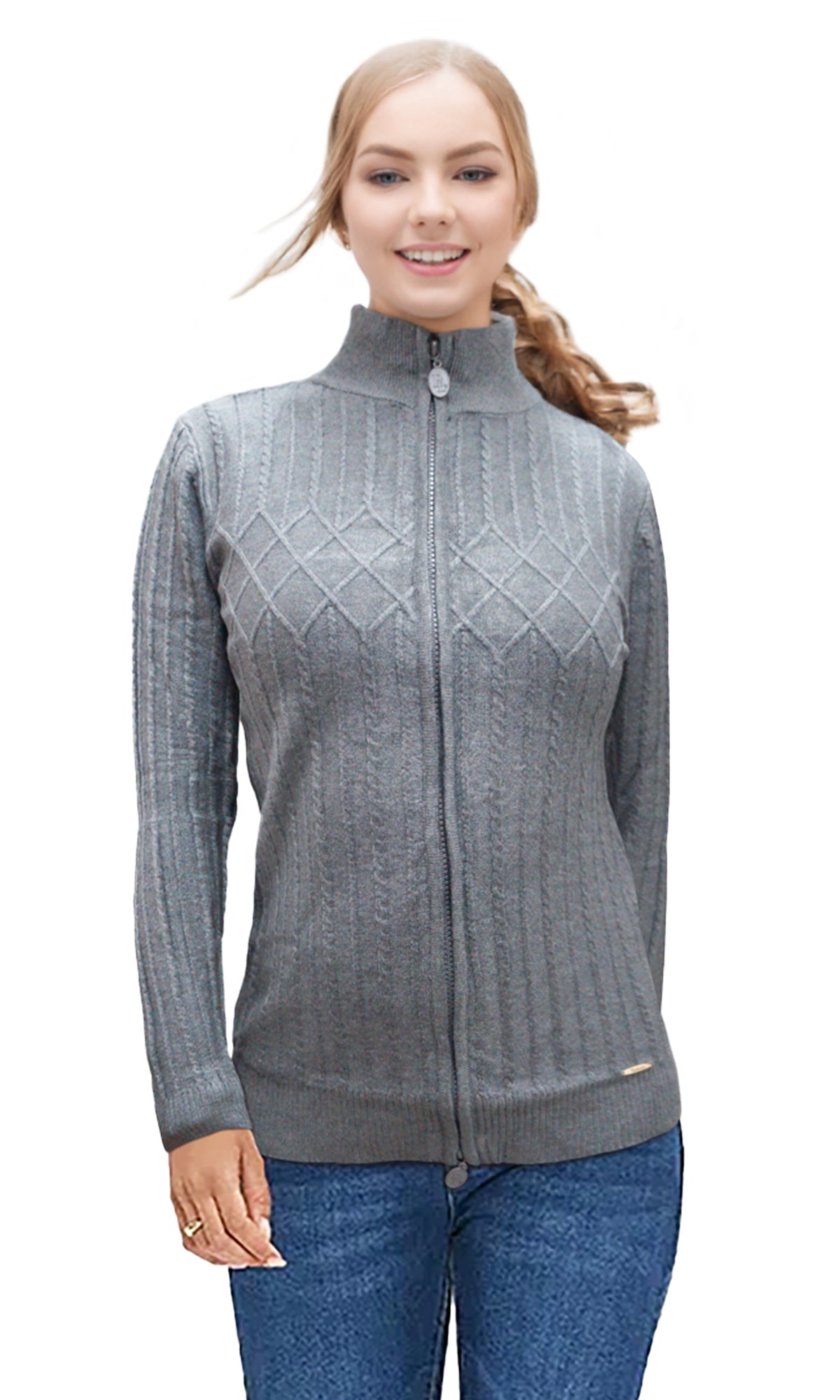 Suéter abierto cuello mock. MOD. NS-426.