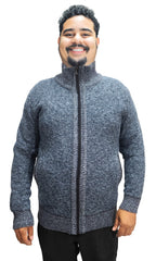 Suéter abierto con forro de peluche cuello mock. MOD. XBMF-028