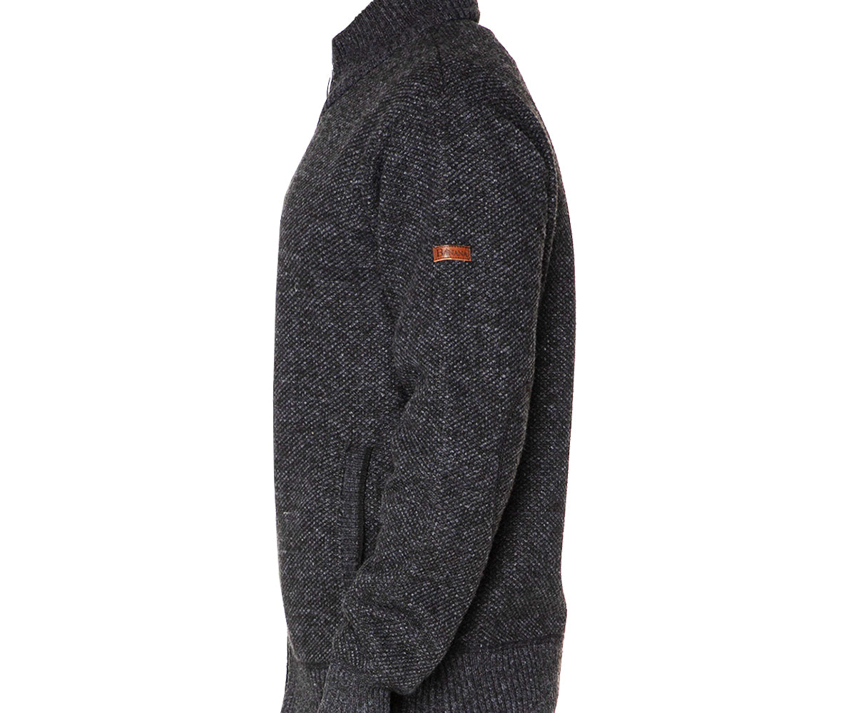 Suéter abierto con forro de peluche cuello mock. MOD. XBMF-028